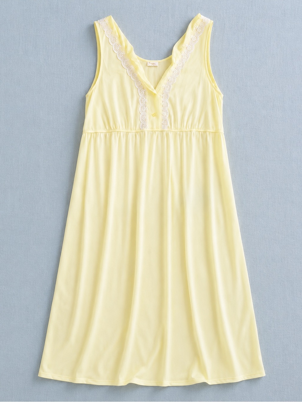 Women’s Sleeveless Lace-Trim Nightdress - Lemon Yellow